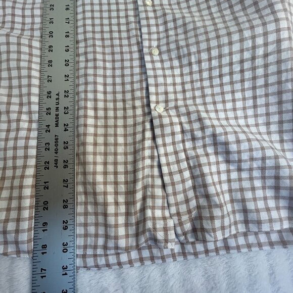 Ermenegildo Zegna Mens Checked Long Sleeve Button-Up Shirt 43/17 Beige & White - Picture 7 of 7